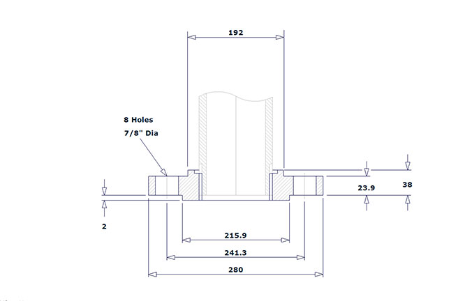 Dimensión de Brida Roscada Clase 150